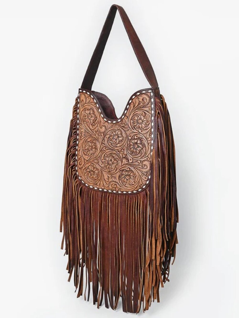 Western Fringe Tooled Shoulder Bag - Picture 2 of 6